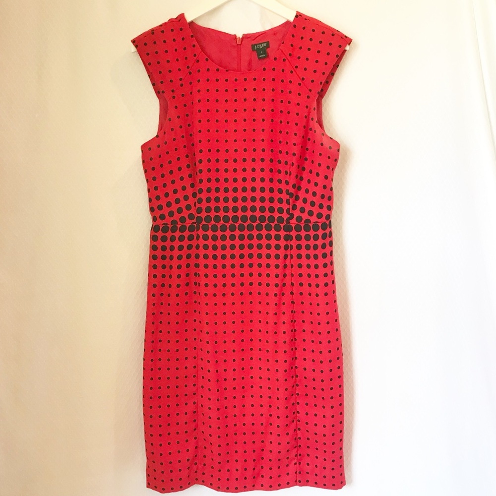 J. Crew Red and Black Polka Dot Dress